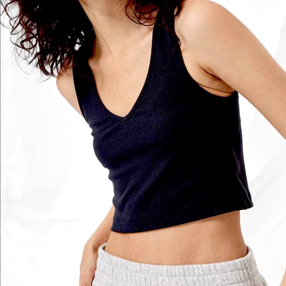 American eagle don’t ask why black v neck crop top NWOT